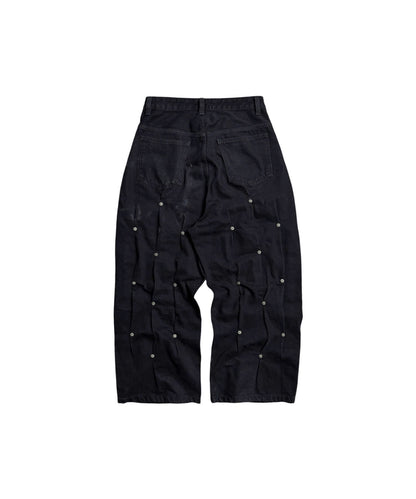 MBI | MULTI RIVET BAGGY JEANS - BLACK
