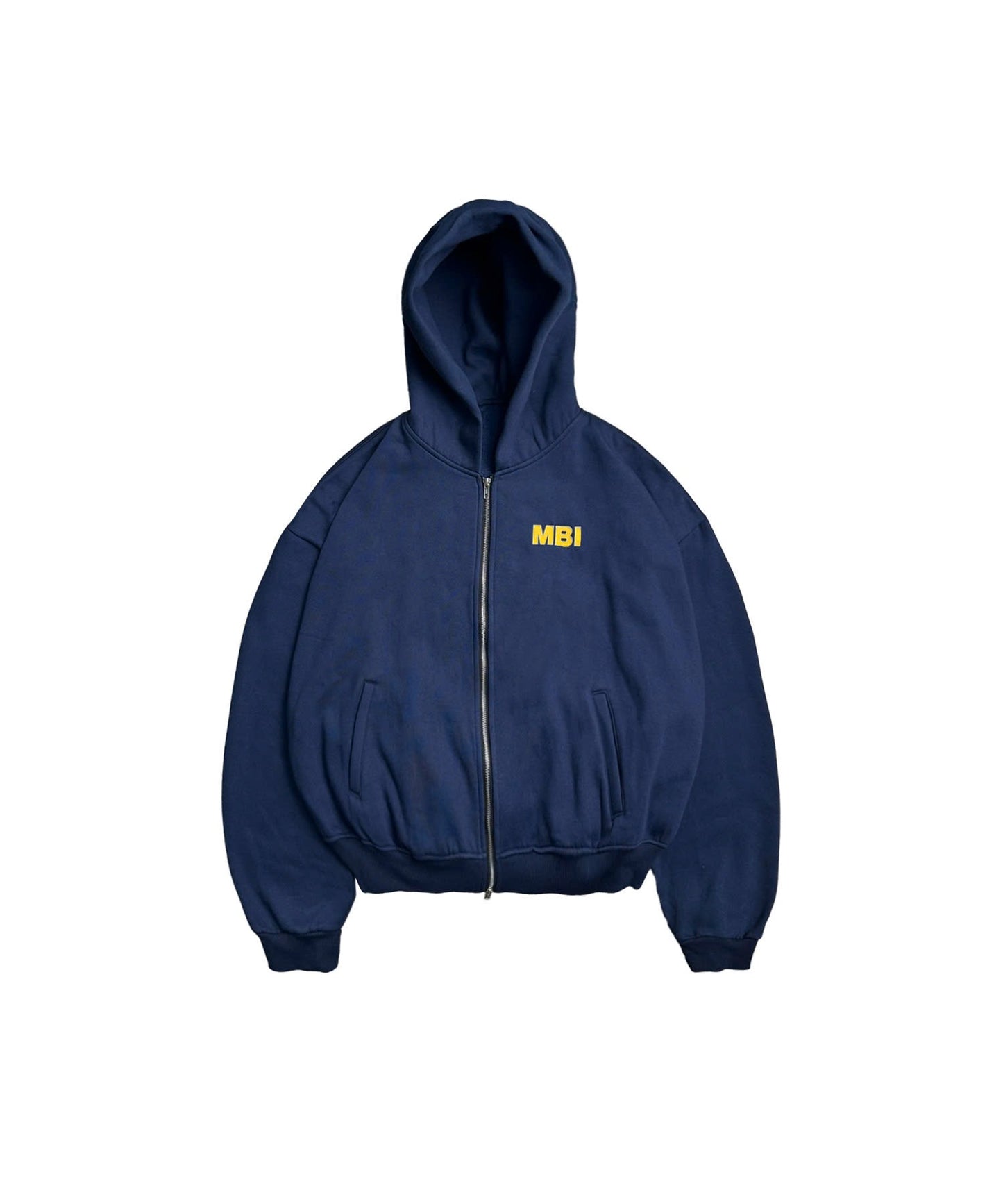SIGNATURE" LOGO ZIP HOODIE - NAVY