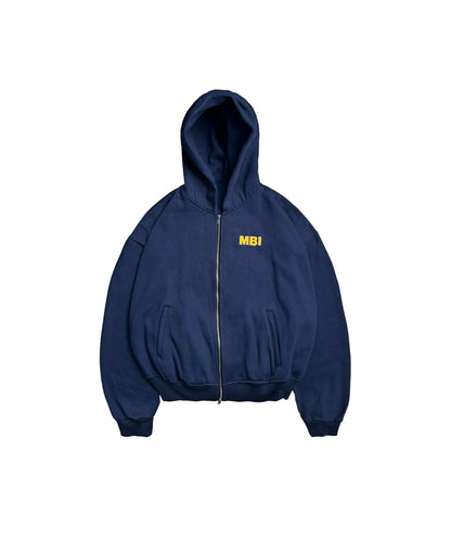 SIGNATURE" LOGO ZIP HOODIE - NAVY
