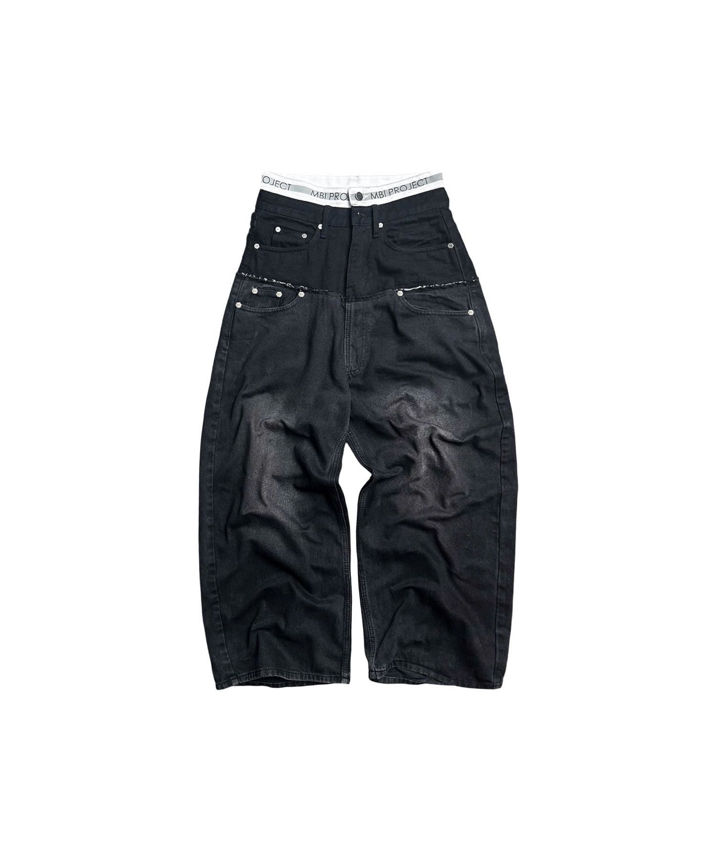 MBI | UNDERWEAR CUT UP JEANS - FADED BLACK