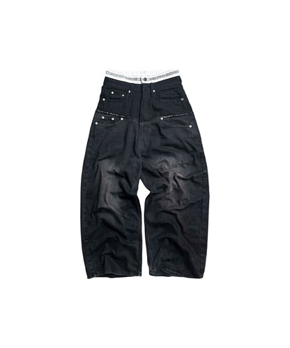MBI | UNDERWEAR CUT UP JEANS - FADED BLACK