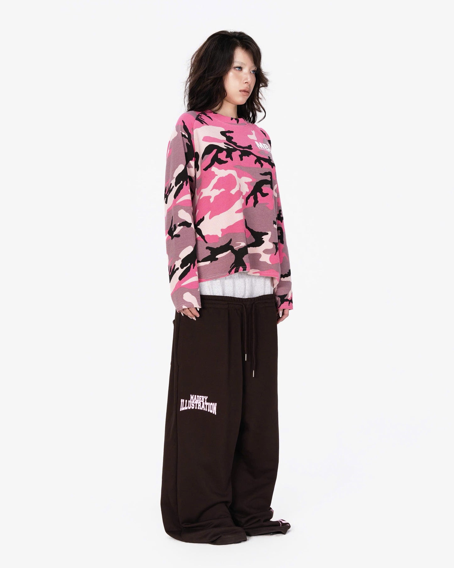 WAFFLE CAMO RAGLAN SLEEVE - PINK