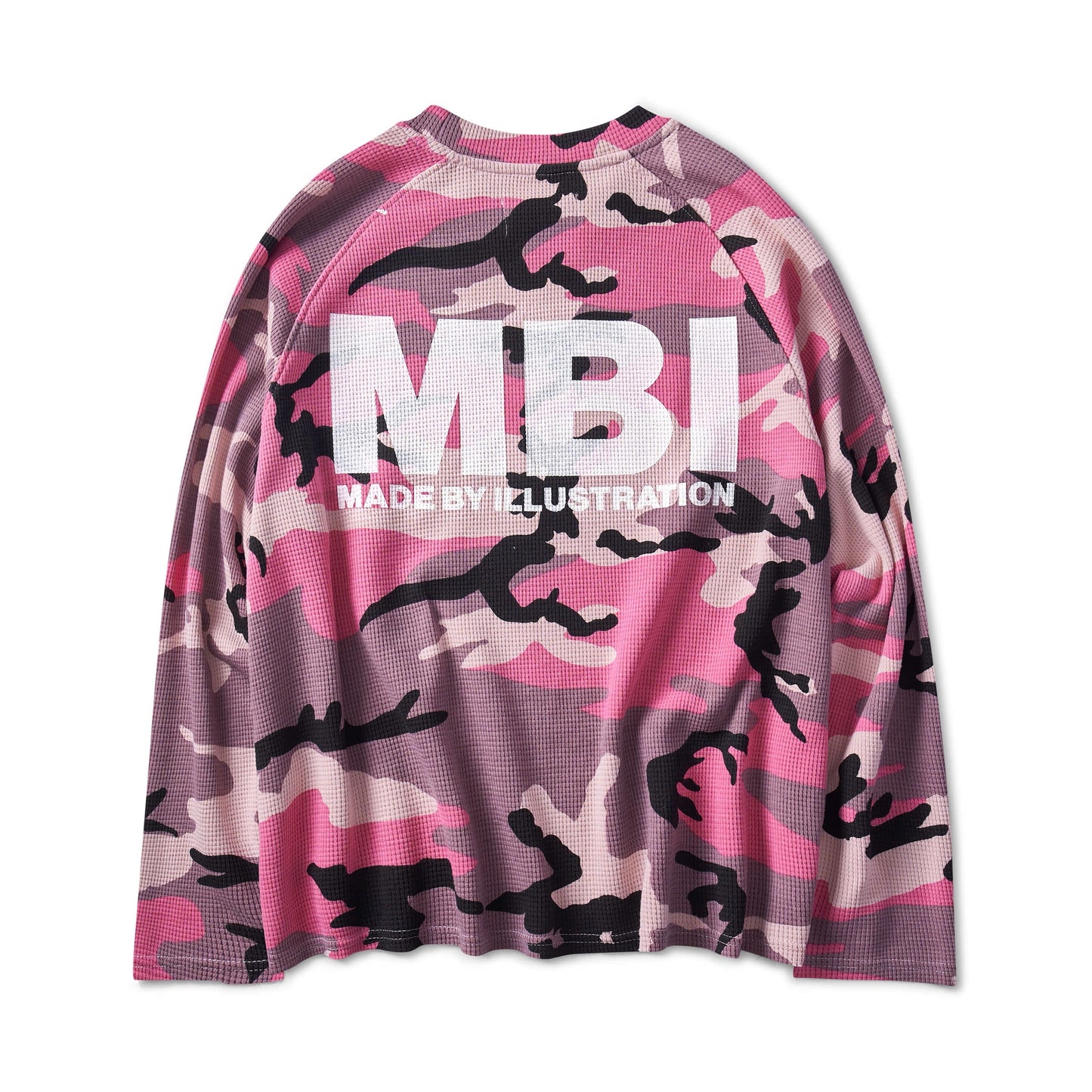 WAFFLE CAMO RAGLAN SLEEVE - PINK