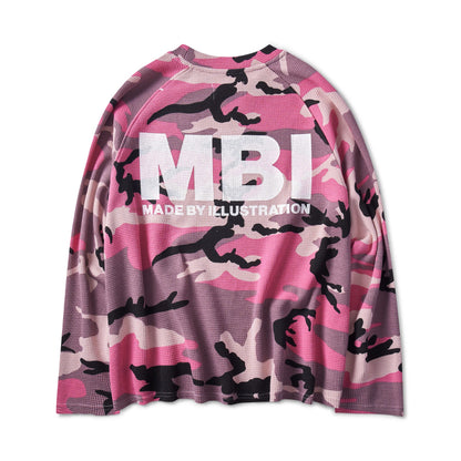 WAFFLE CAMO RAGLAN SLEEVE - PINK