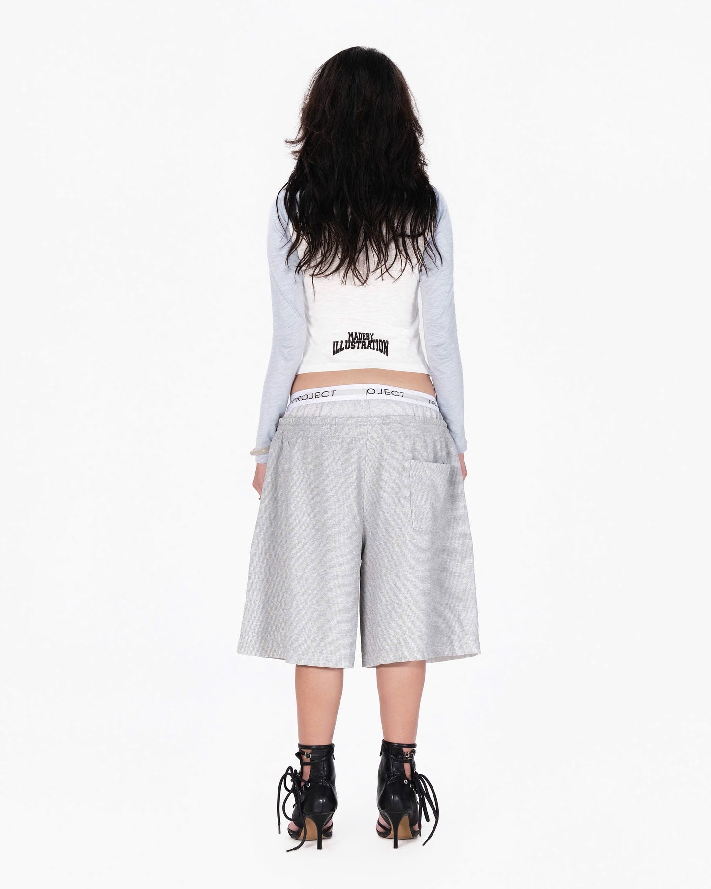 DOUBLE WAISTED SHORT - GRAY