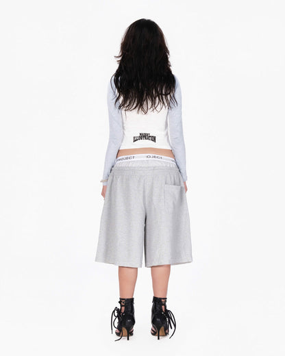 DOUBLE WAISTED SHORT - GRAY