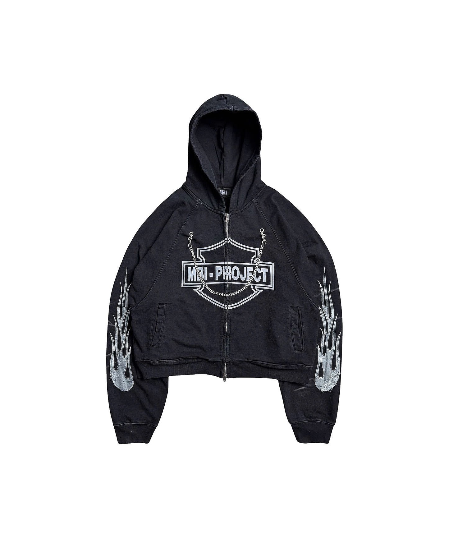 FADE TO FLAME ZIP HOODIE - FADED BLACK