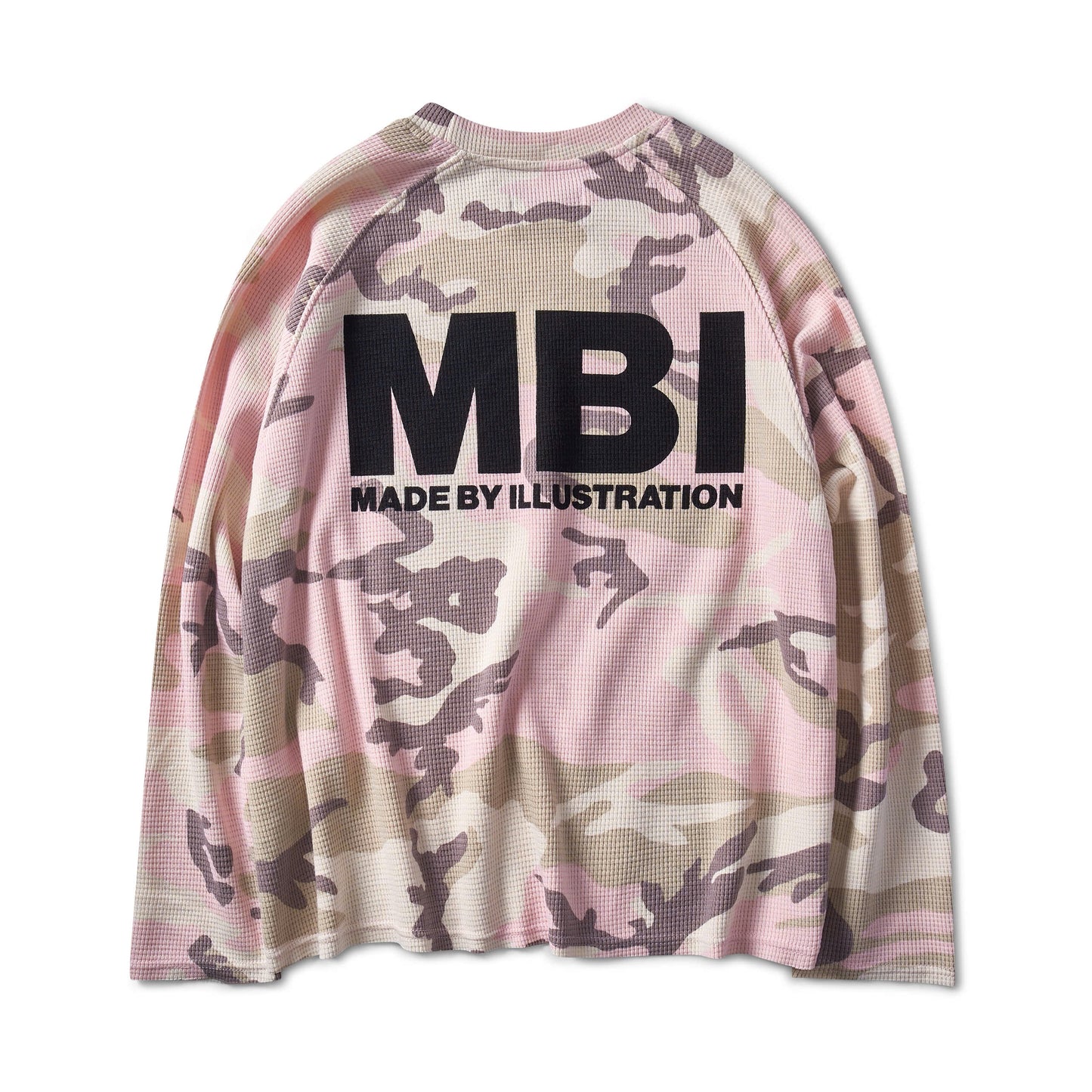 WAFFLE CAMO RAGLAN SLEEVE - PASTEL PINK