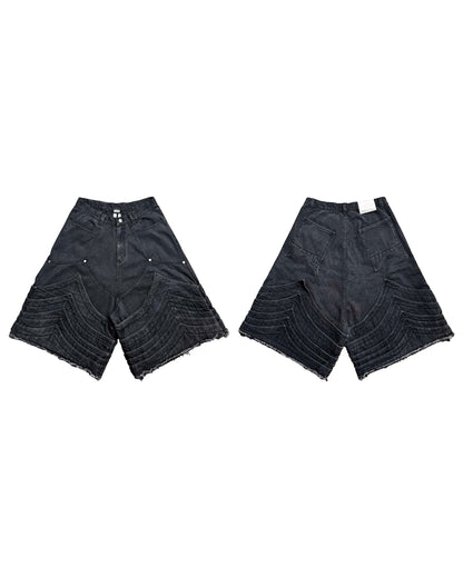KNIGHT DENIM JORTS - Faded Black