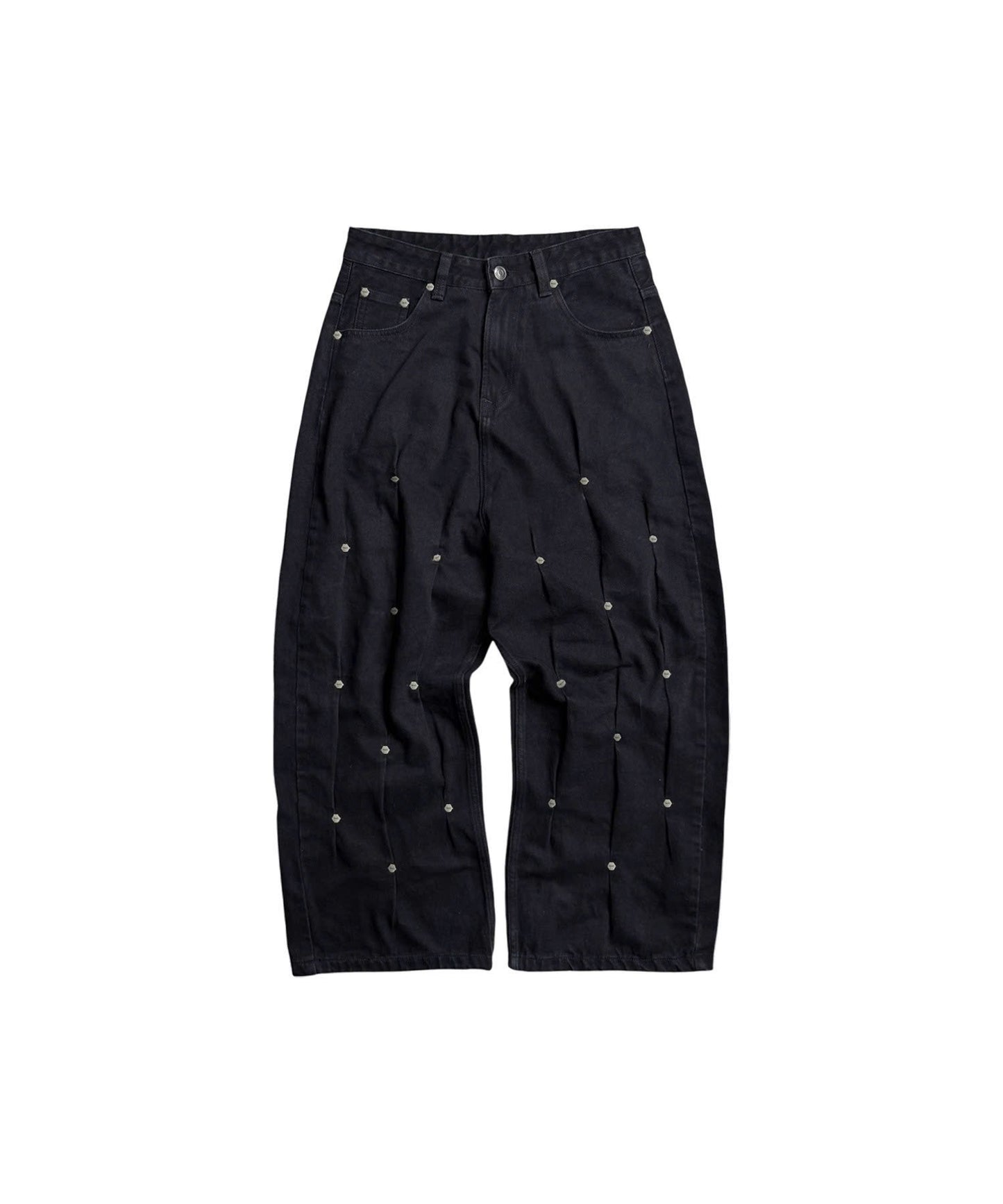 MBI | MULTI RIVET BAGGY JEANS - BLACK