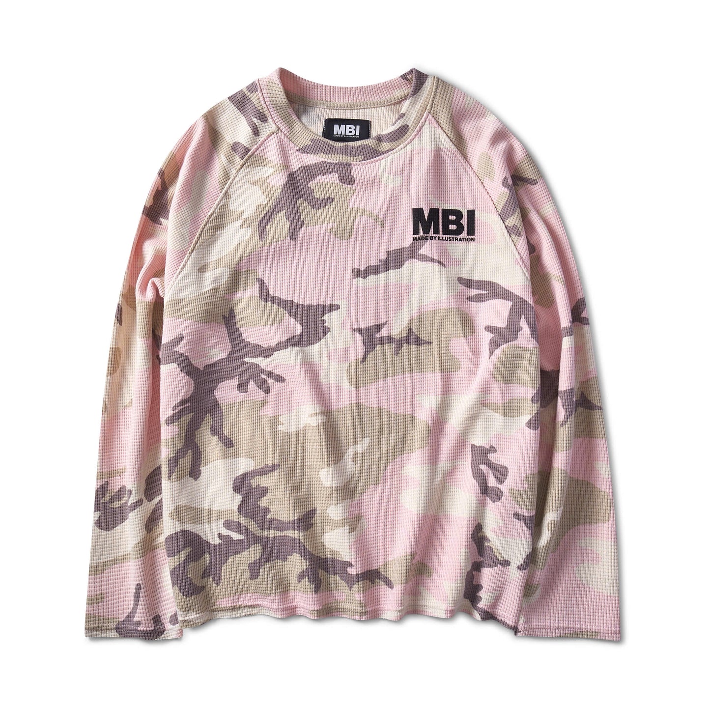 WAFFLE CAMO RAGLAN SLEEVE - PASTEL PINK