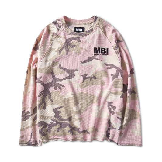 WAFFLE CAMO RAGLAN SLEEVE - PASTEL PINK