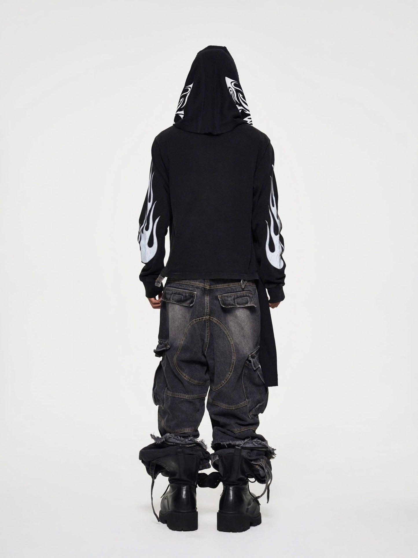 TRIBAL PRINTED SCARF - BLACK