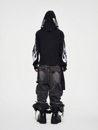 TRIBAL PRINTED SCARF - BLACK