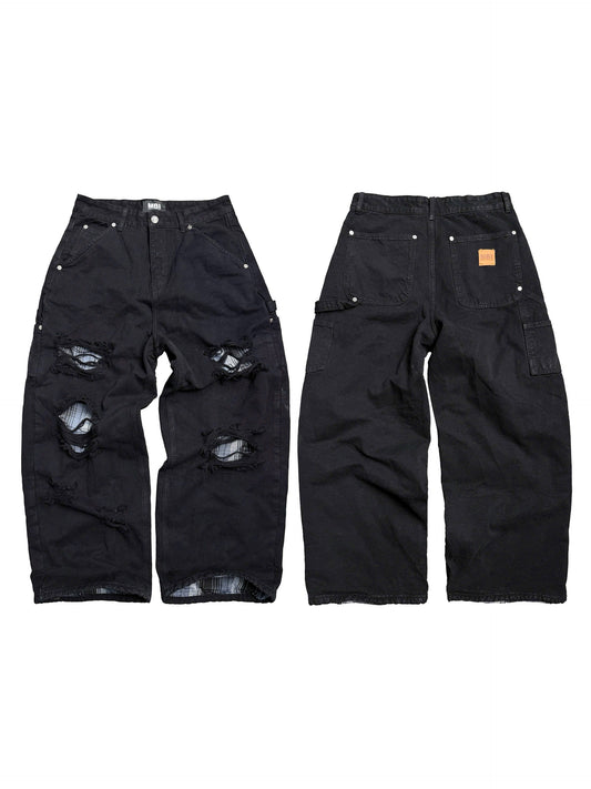 MBI DISTRESSED CARPENTER PANTS - BLACK