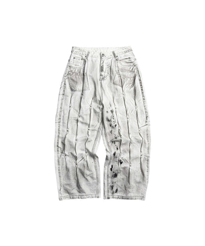MBI | MULTI RIVET BAGGY JEANS - WHITE