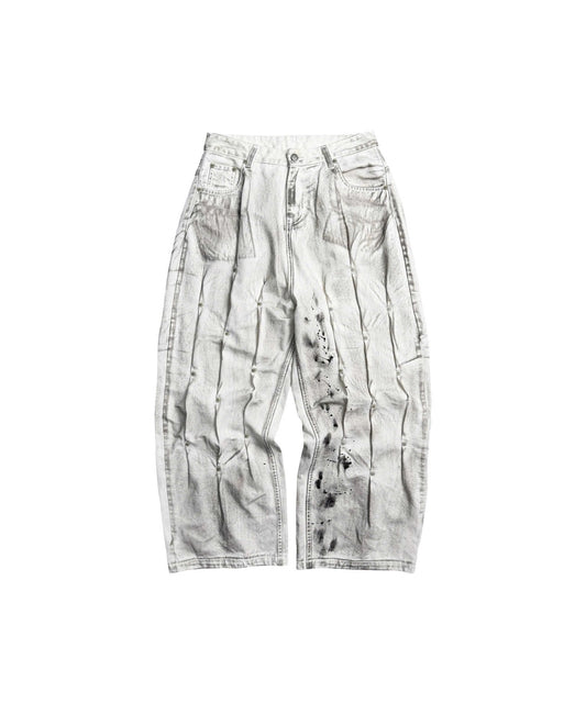 MBI | MULTI RIVET BAGGY JEANS - WHITE