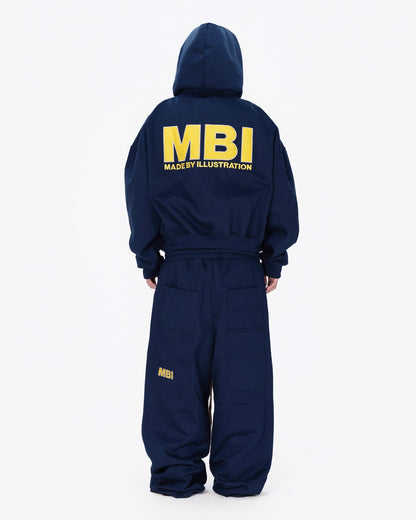 SIGNATURE" LOGO ZIP HOODIE - NAVY