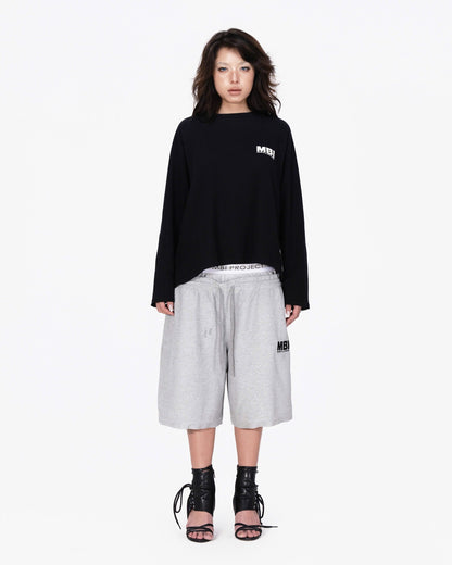 DOUBLE WAISTED SHORT - GRAY