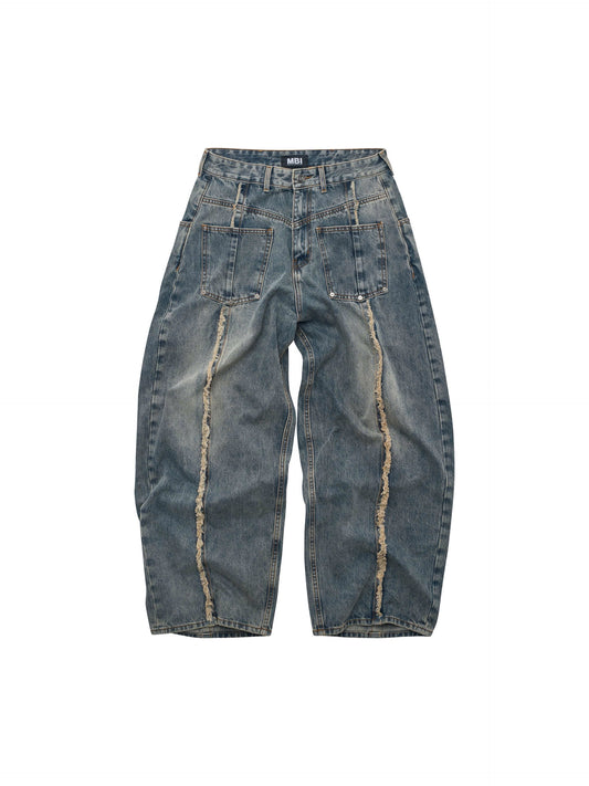REVERSE DISTRESSED JEANS - FADED BLUE