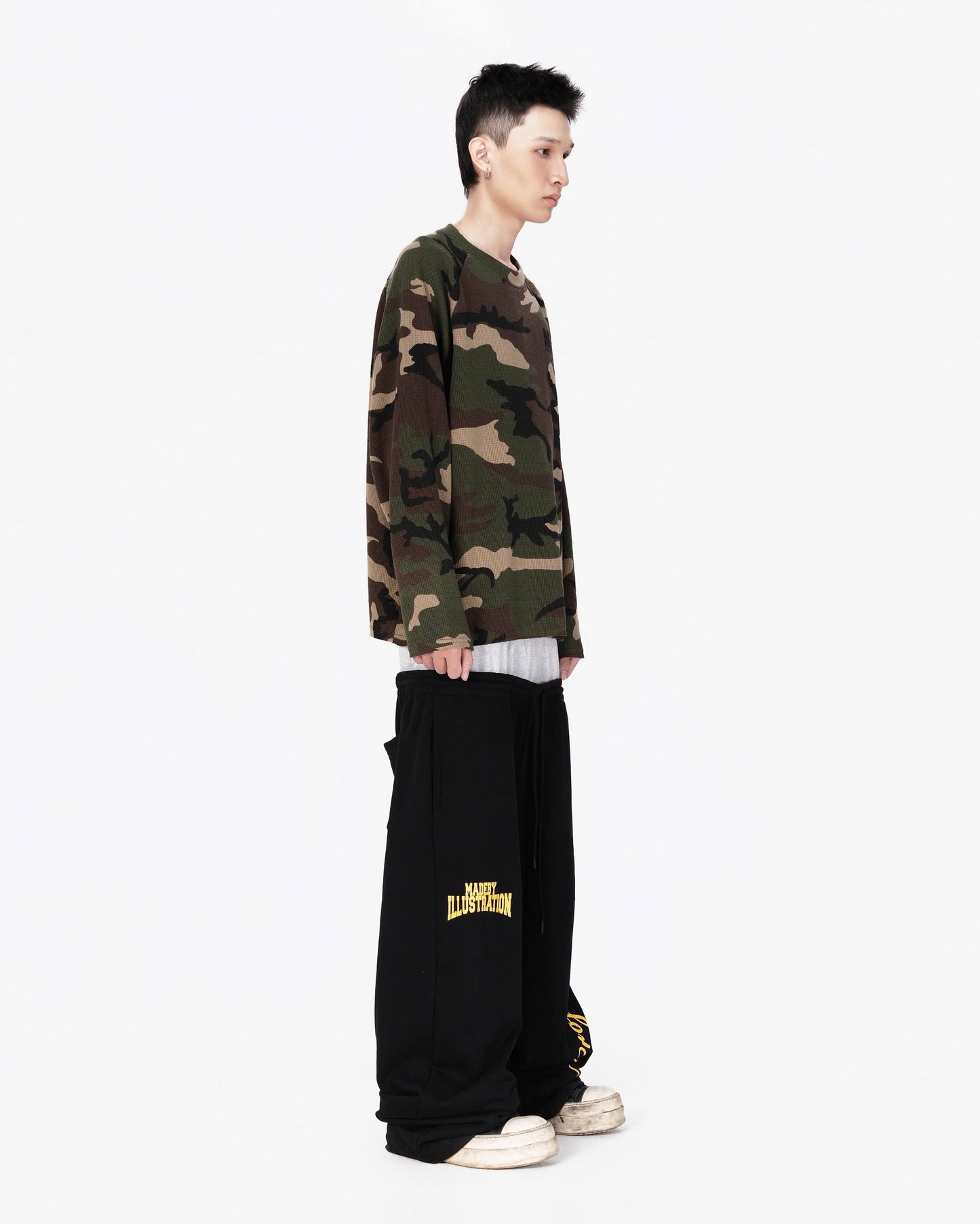 WAFFLE CAMO RAGLAN SLEEVE - GREEN