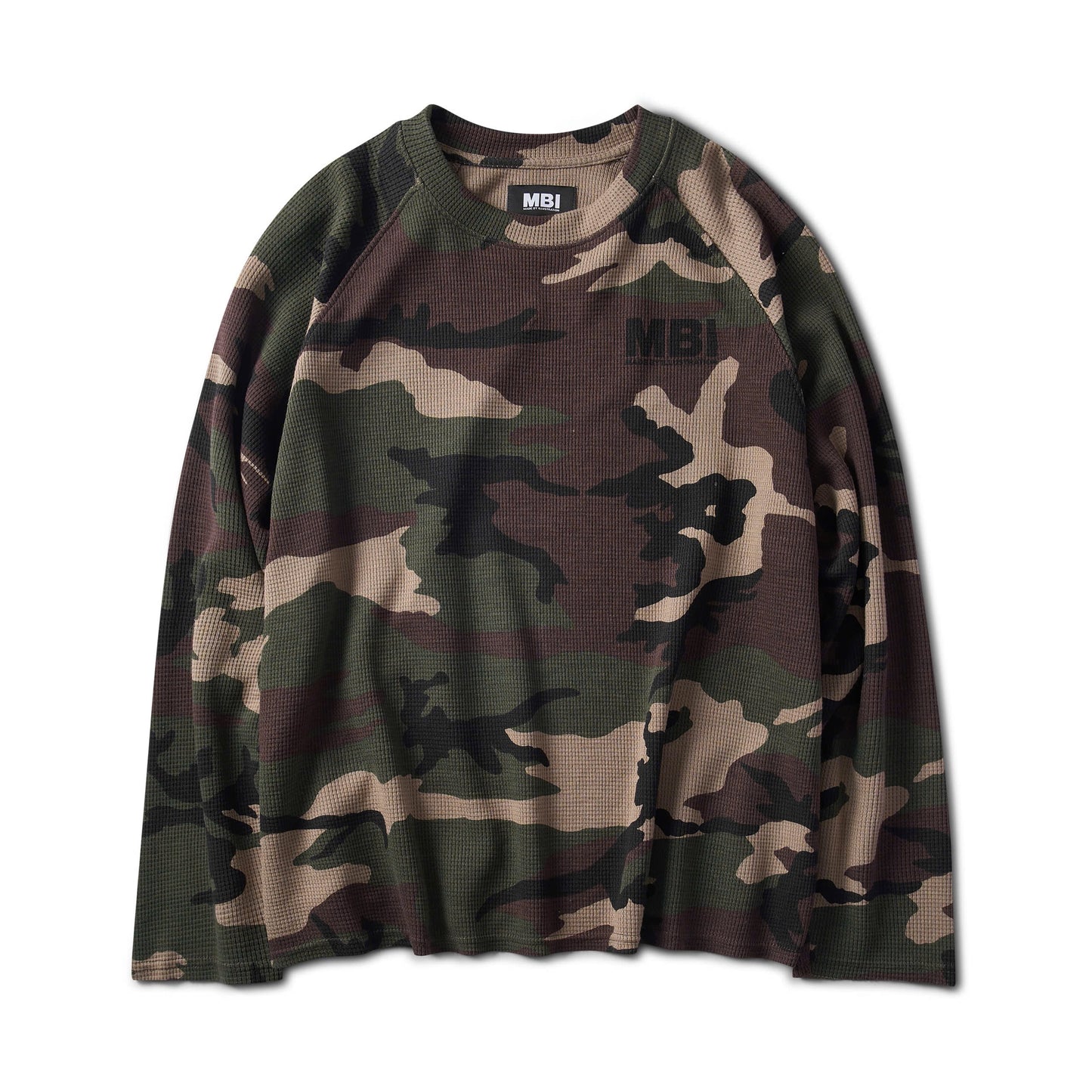 WAFFLE CAMO RAGLAN SLEEVE - GREEN