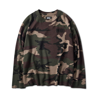 WAFFLE CAMO RAGLAN SLEEVE - GREEN