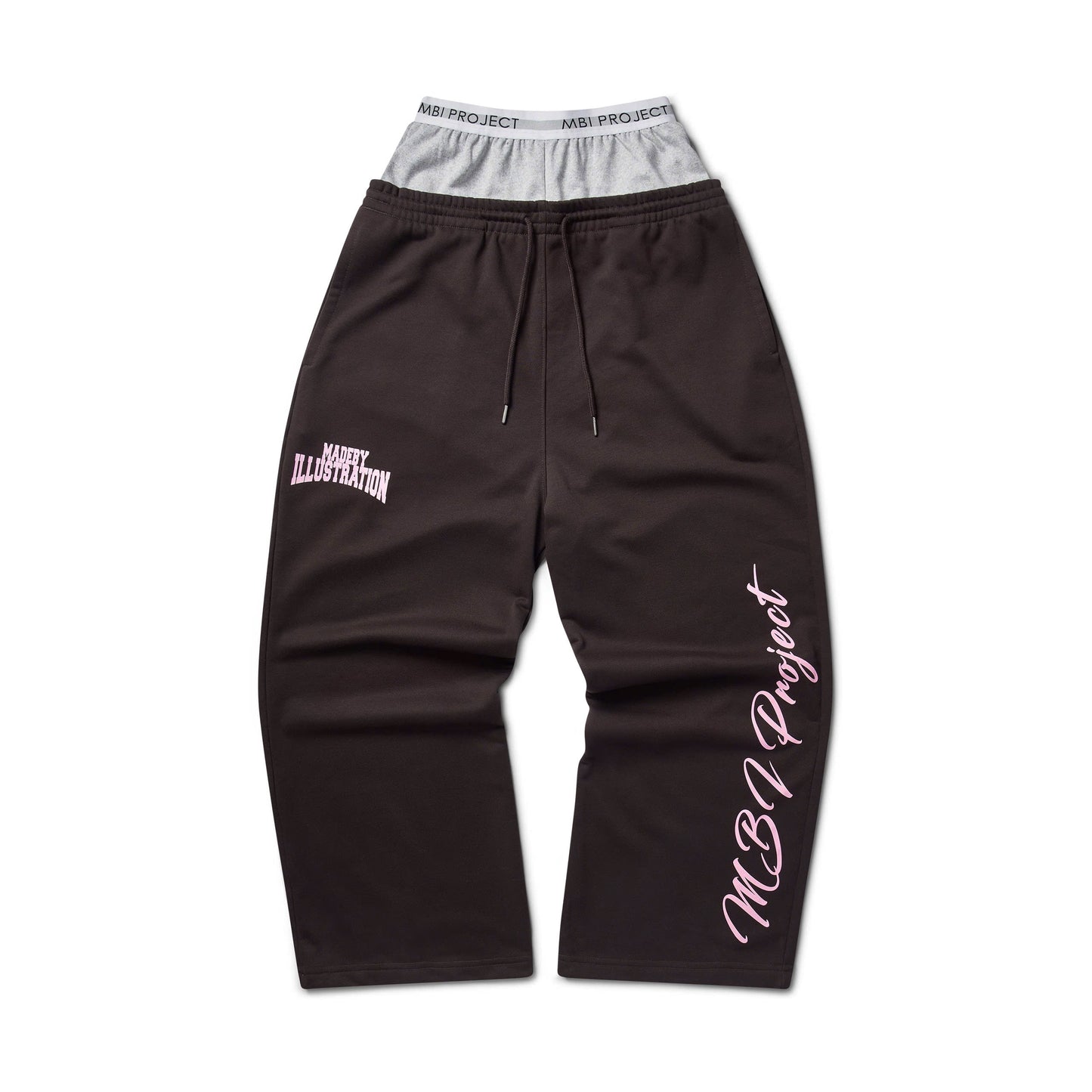 DOUBLE WAISTED SWEATPANTS - BROWN