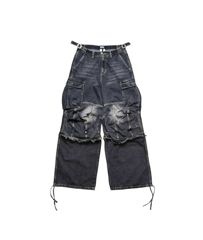 MBI | 2IN1 WASHED MILI PANTS - Denim Ver | FADED BLACK
