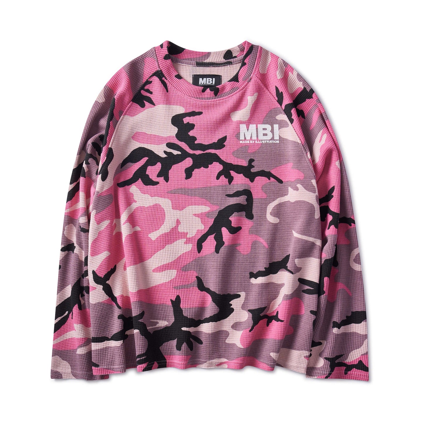 WAFFLE CAMO RAGLAN SLEEVE - PINK