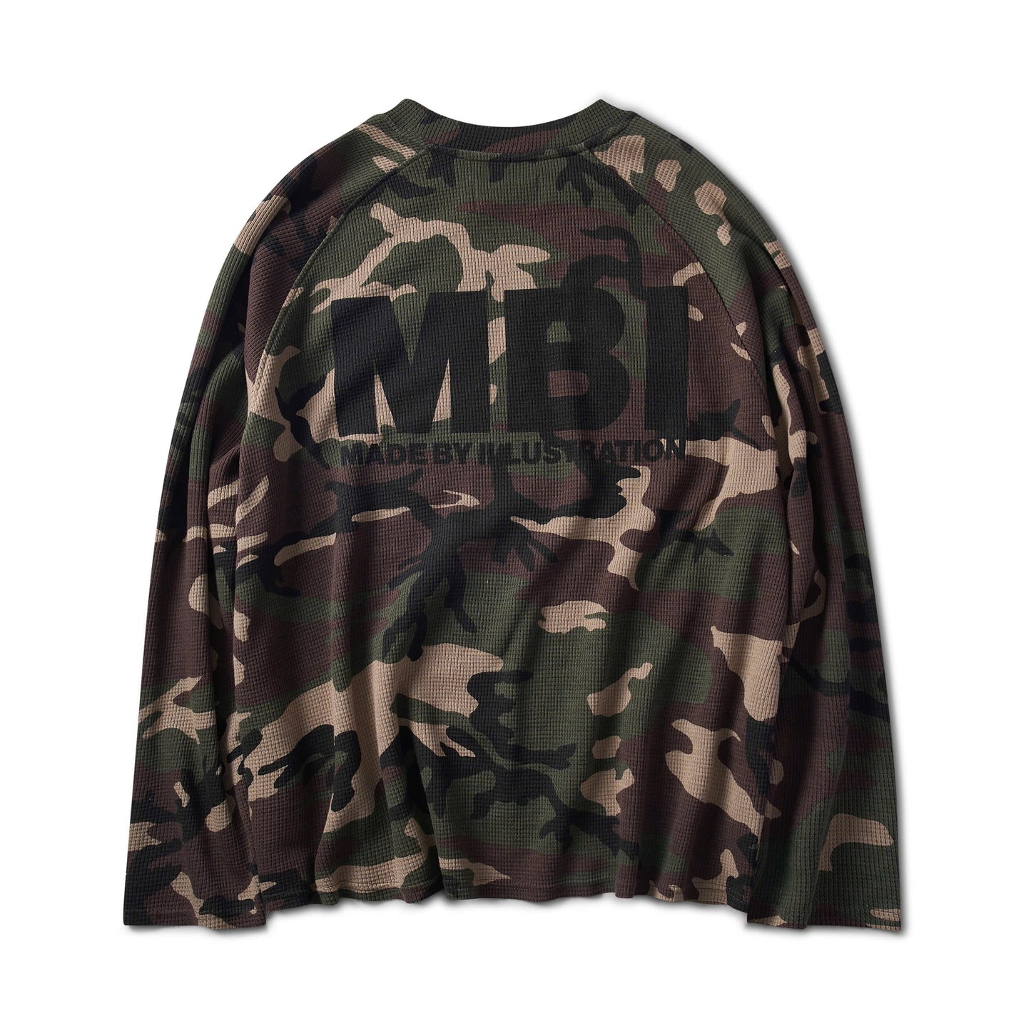 WAFFLE CAMO RAGLAN SLEEVE - GREEN