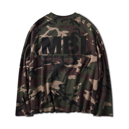 WAFFLE CAMO RAGLAN SLEEVE - GREEN