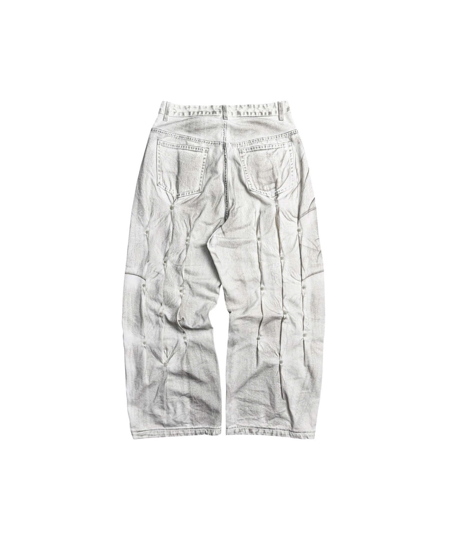 MBI | MULTI RIVET BAGGY JEANS - WHITE