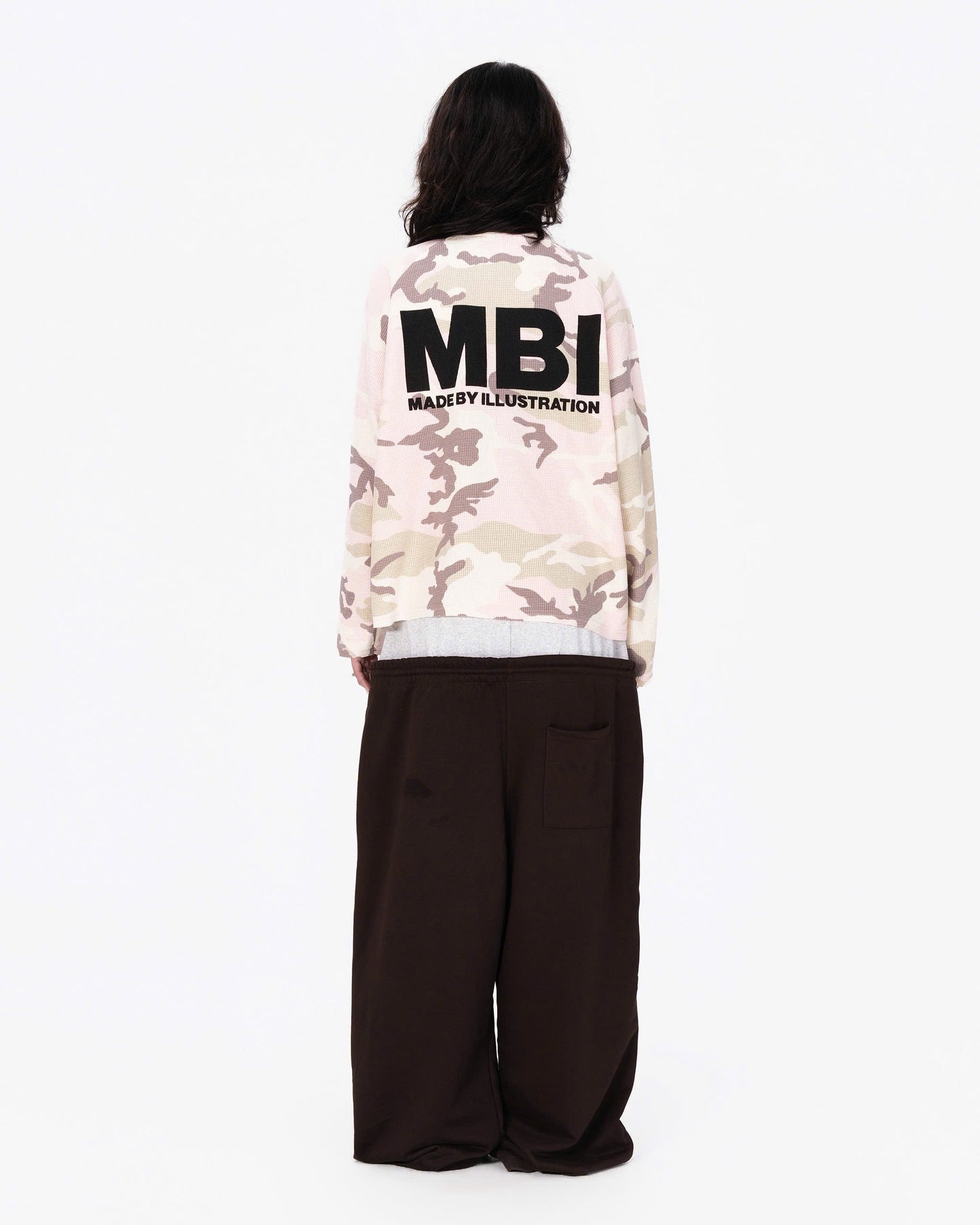 WAFFLE CAMO RAGLAN SLEEVE - PASTEL PINK