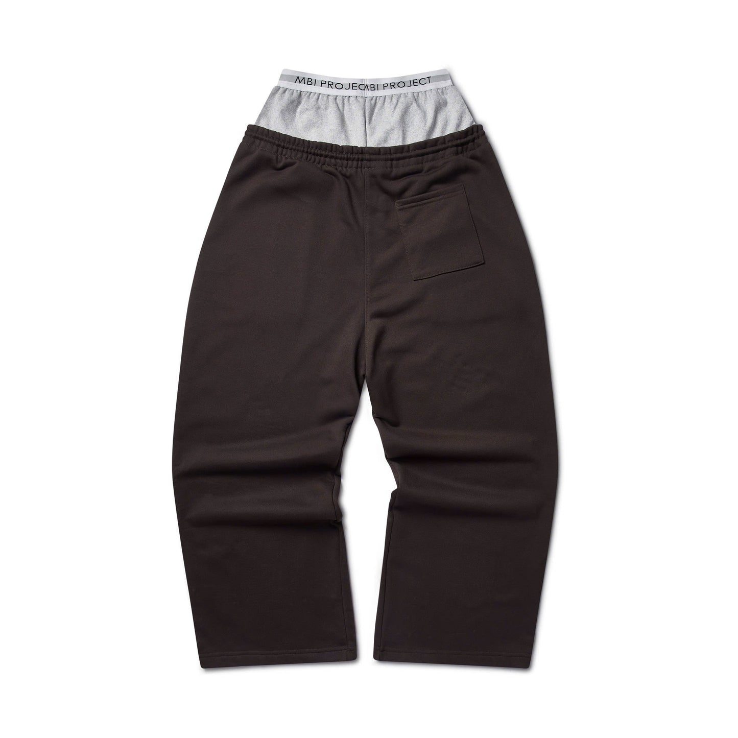 DOUBLE WAISTED SWEATPANTS - BROWN