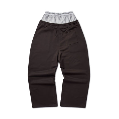DOUBLE WAISTED SWEATPANTS - BROWN