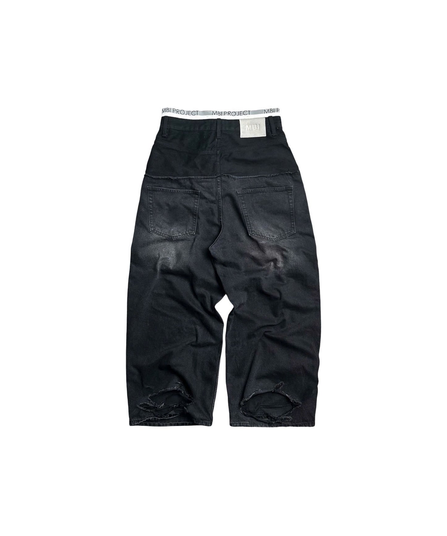 MBI | UNDERWEAR CUT UP JEANS - FADED BLACK