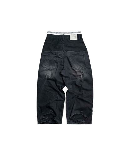 MBI | UNDERWEAR CUT UP JEANS - FADED BLACK