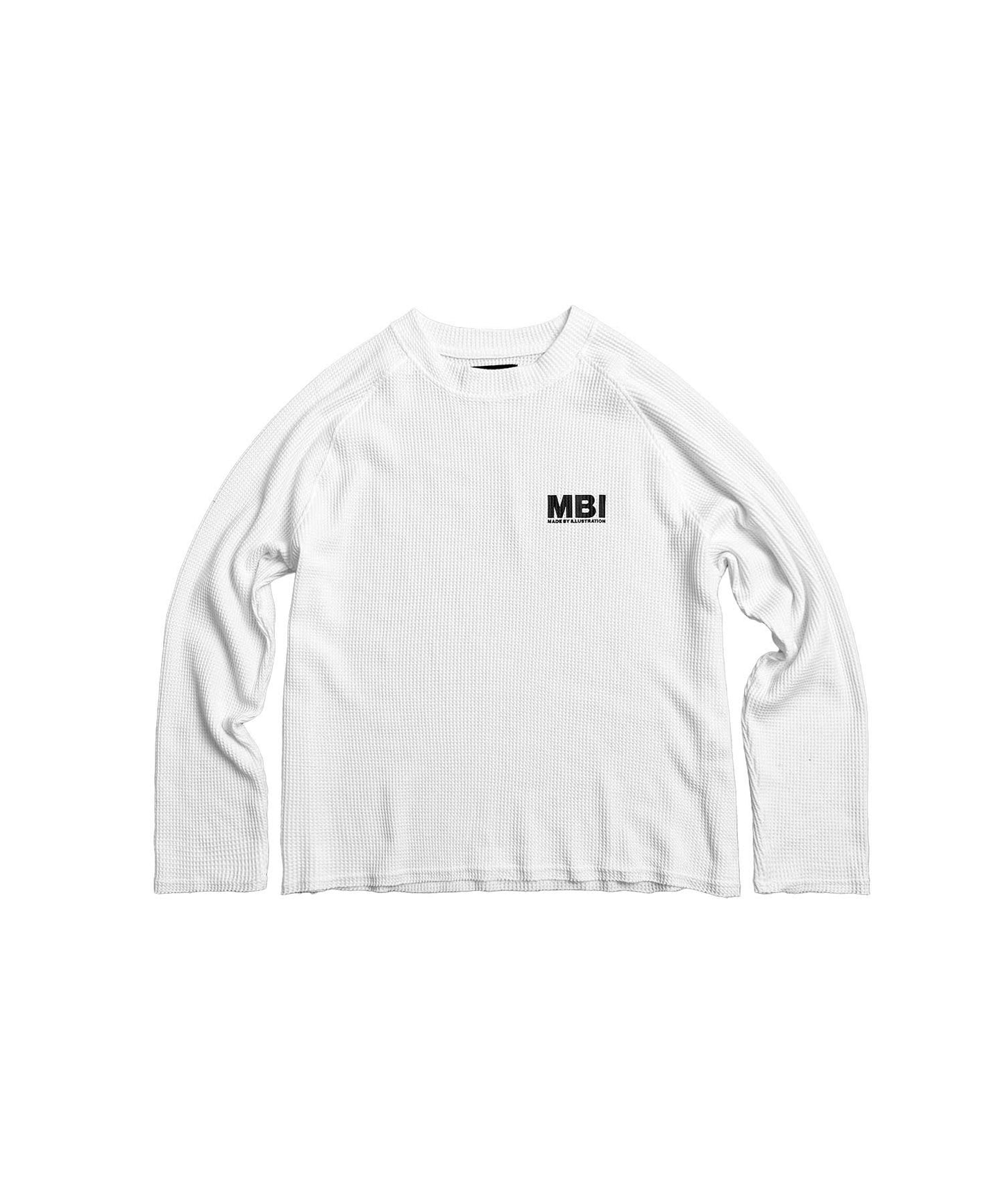 SIGNATURE LOGO RAGLAN LONGSLEEVE - WAFFLE WHITE