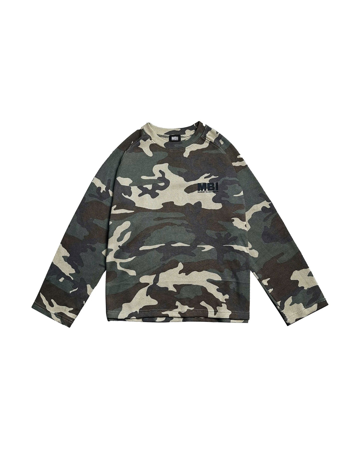 SIGNATURE LOGO RAGLAN LONGSLEEVE - Waffle Green Camo