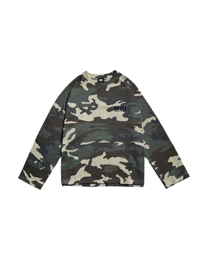 SIGNATURE LOGO RAGLAN LONGSLEEVE - Waffle Green Camo