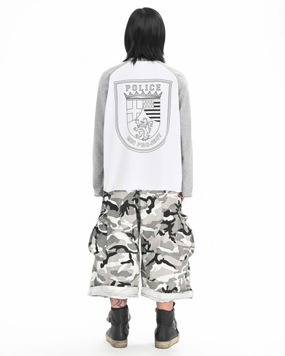 POLICE LOGO RAGLAN LONGSLEEVE - GRAY