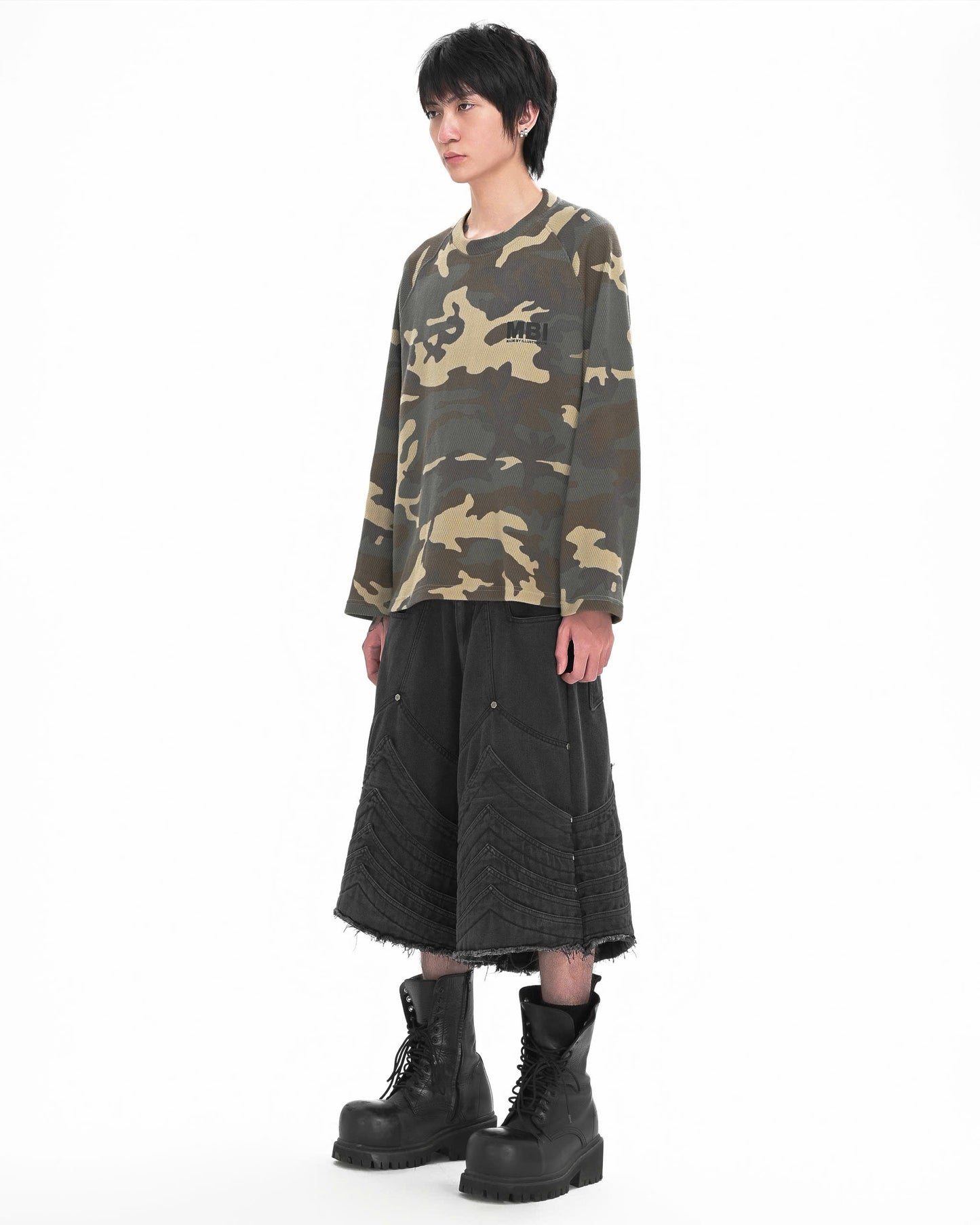 SIGNATURE LOGO RAGLAN LONGSLEEVE - Waffle Green Camo