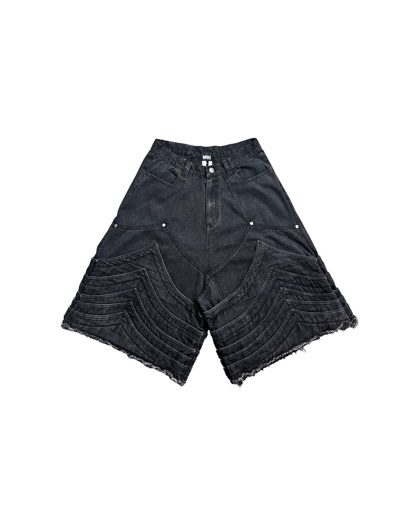 KNIGHT DENIM JORTS - Faded Black