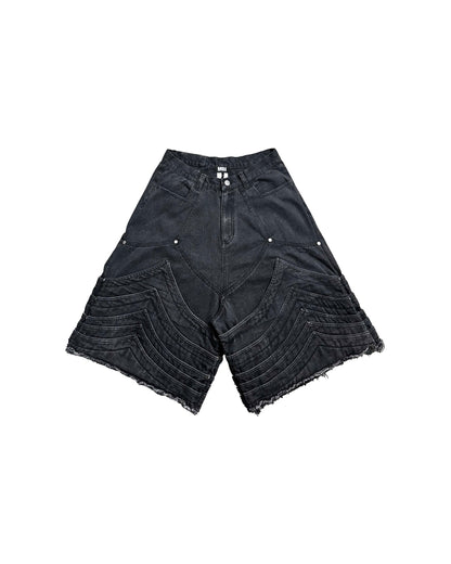 KNIGHT DENIM JORTS - Faded Black