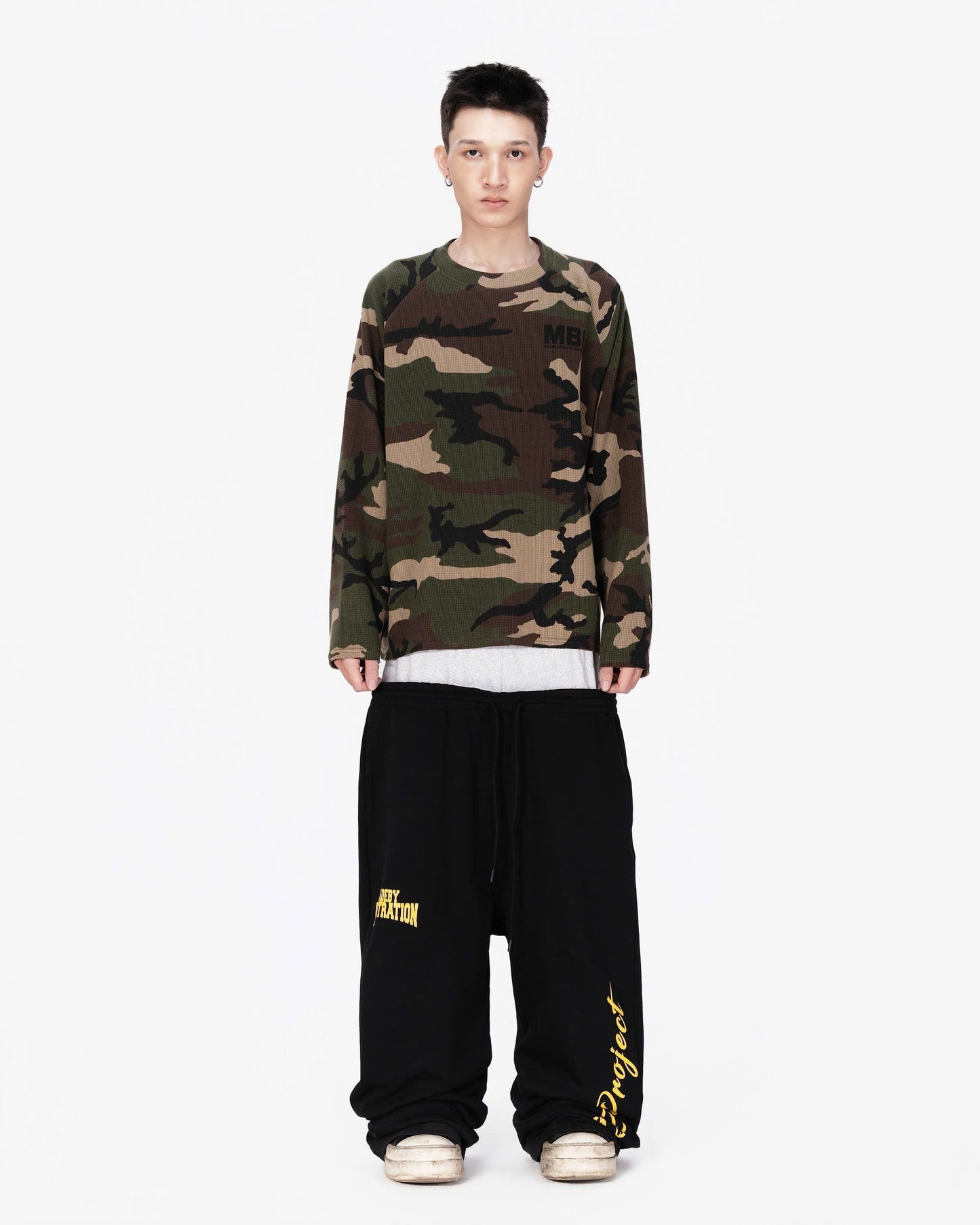 WAFFLE CAMO RAGLAN SLEEVE - GREEN