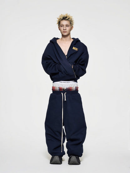 SIGNATURE" LOGO ZIP HOODIE - NAVY