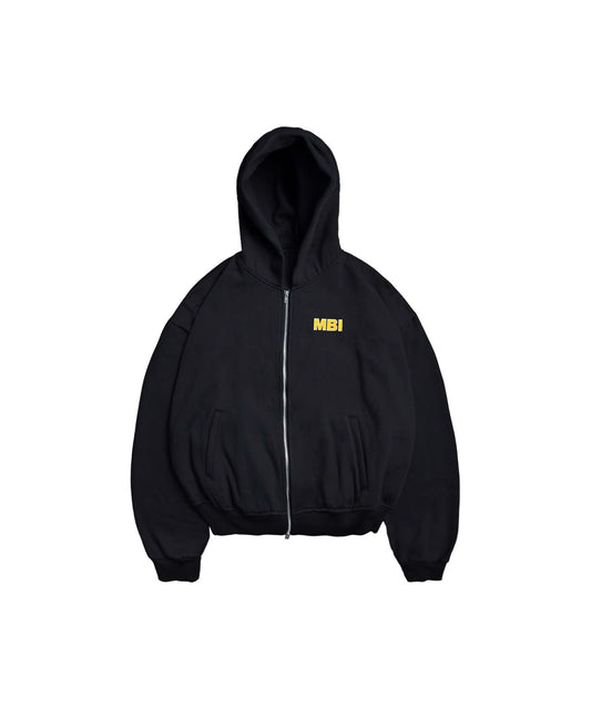 SIGNATURE LOGO ZIP HOODIE - BLACK