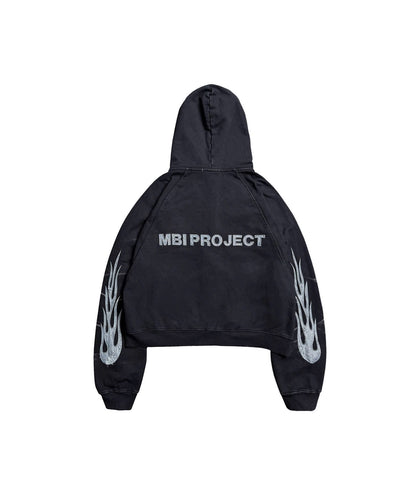 FADE TO FLAME ZIP HOODIE - FADED BLACK