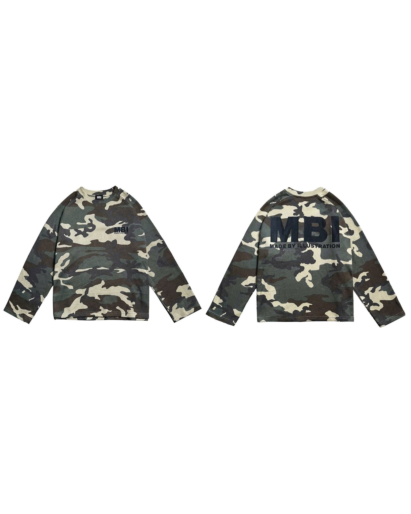 SIGNATURE LOGO RAGLAN LONGSLEEVE - Waffle Green Camo